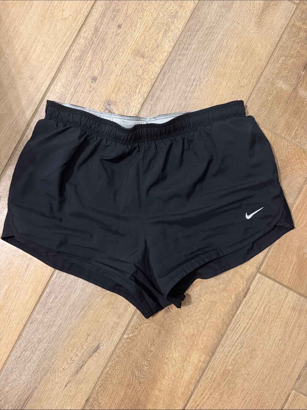 Nike Women's Black Athletic Running Shorts with White Swoosh